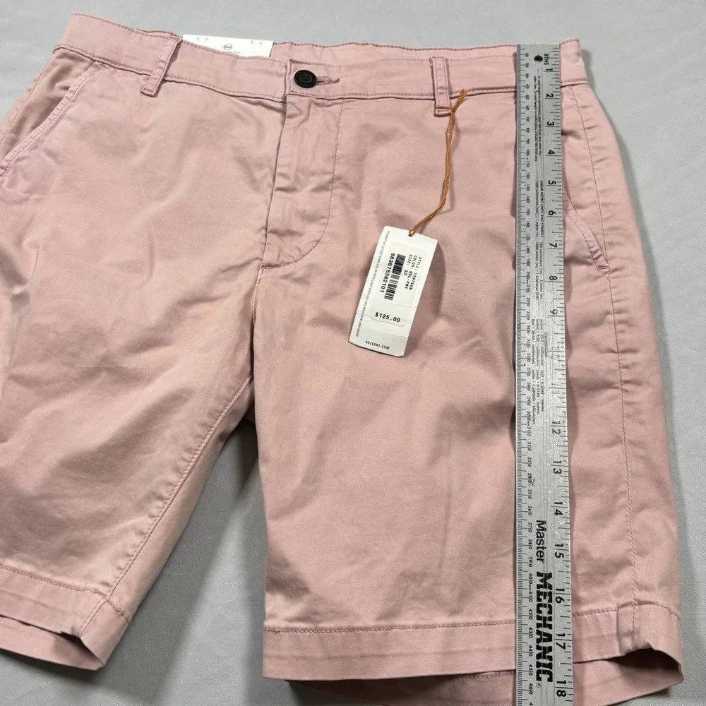 AG Adriano Goldschmied Wanderer Shorts Mens 33 Pink Slim Trouser Stretch Sateen